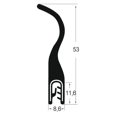 Kantenschutzdichtprofil 1311016, KB 2-3 mm, EPDM, schwarz