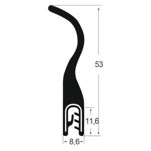 Kantenschutzdichtprofil 1311016, KB 2-3 mm, EPDM, schwarz