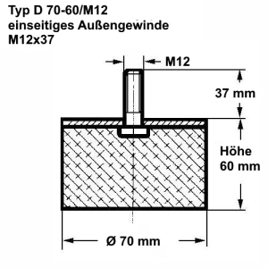 Typ D, Ø 70 Höhe 60 mm, AG M12x37, NK 55