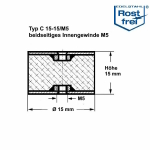 Typ C, Ø 15 H 15 mm, IG/IG M5, A2, NK55