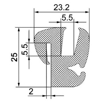 Gummiprofil für Scheiben mit Maß 5,9 mm Boot