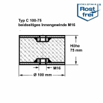 Typ C, Ø 100 H 75 mm, IG/IG M16, A2, NK55