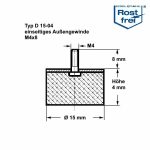 Typ D, Ø 15 H 4 mm, AG M4x8, A2, NK55