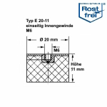 Typ E, Ø 20 H 11 mm, IG M6, A2, NK 55