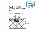 Typ E, Ø 60 H 30 mm, IG M12, A2, NK 55