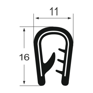 Kantenschutzprofil 1310010S, KB 2-4, PVC 11x16, schwarz