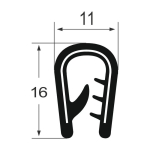 Kantenschutzprofil 1310010S, KB 2-4, PVC 11x16, schwarz