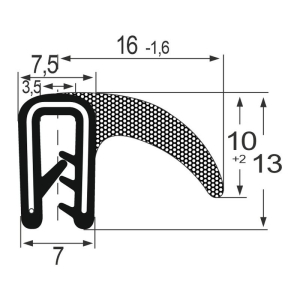 Kantenschutzdichtprofil 1310059, KB 0,4-2, EPDM, schwarz