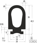 Rolltorprofil - Fingerschutzprofil 13368, 25/42,1 mm, EPDM